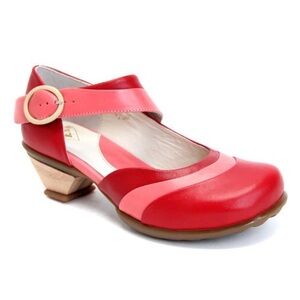 JOHN FLUEVOG WOMENS HOPE DREAM MARY JANES 1" WOOD HEEL SIZE: 7 IN RED & PINK NEW